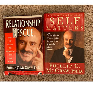 Lot of 2 Dr. Phil Books “ Relationship Rescue“ Phillip C McGraw PhD Self Matters